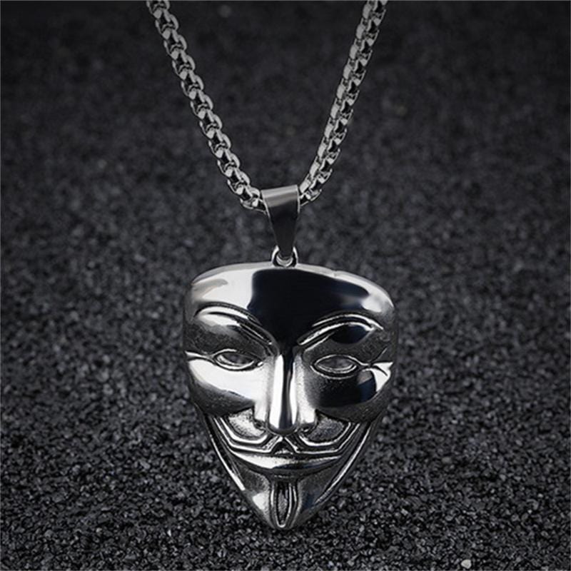 V FOR VENDETTA SMILEY MASK STAINLESS STEEL PENDANT