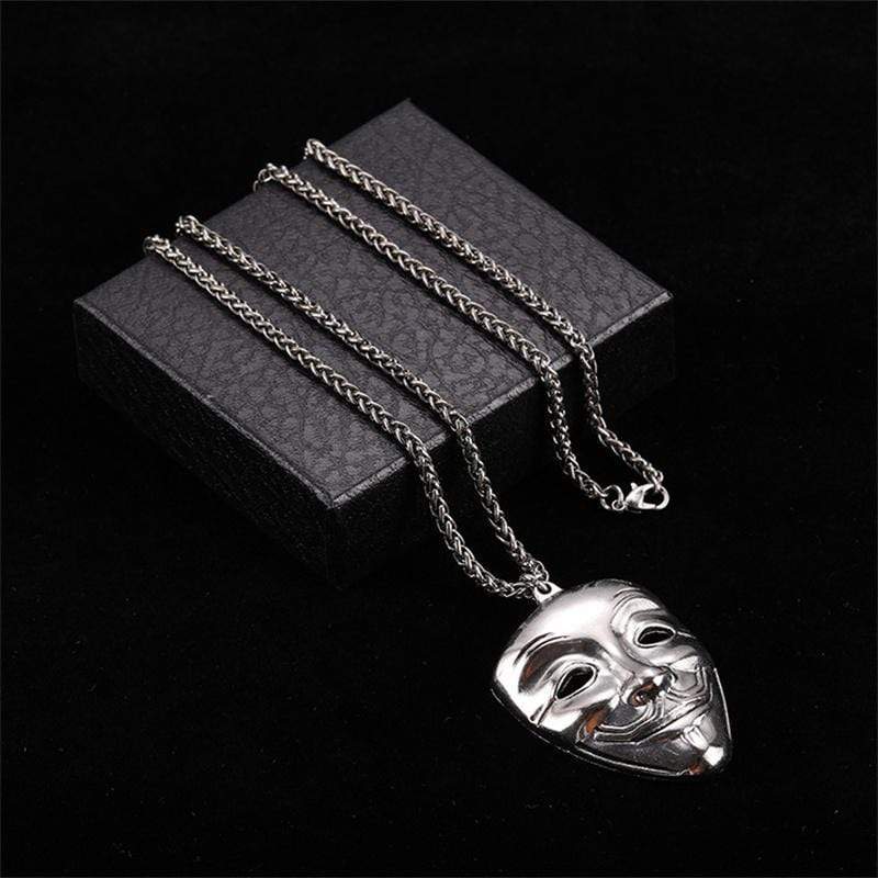 V FOR VENDETTA SMILEY MASK STAINLESS STEEL PENDANT