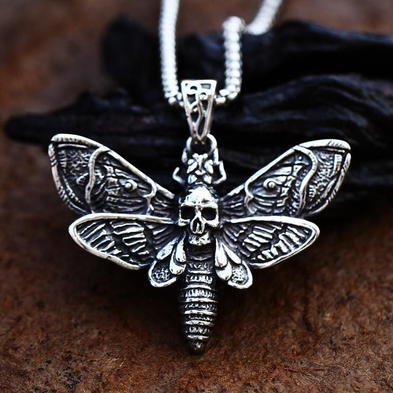 VINATGE DEATH SKULL BUTTERFLY STAINLESS STEEL PENDNAT