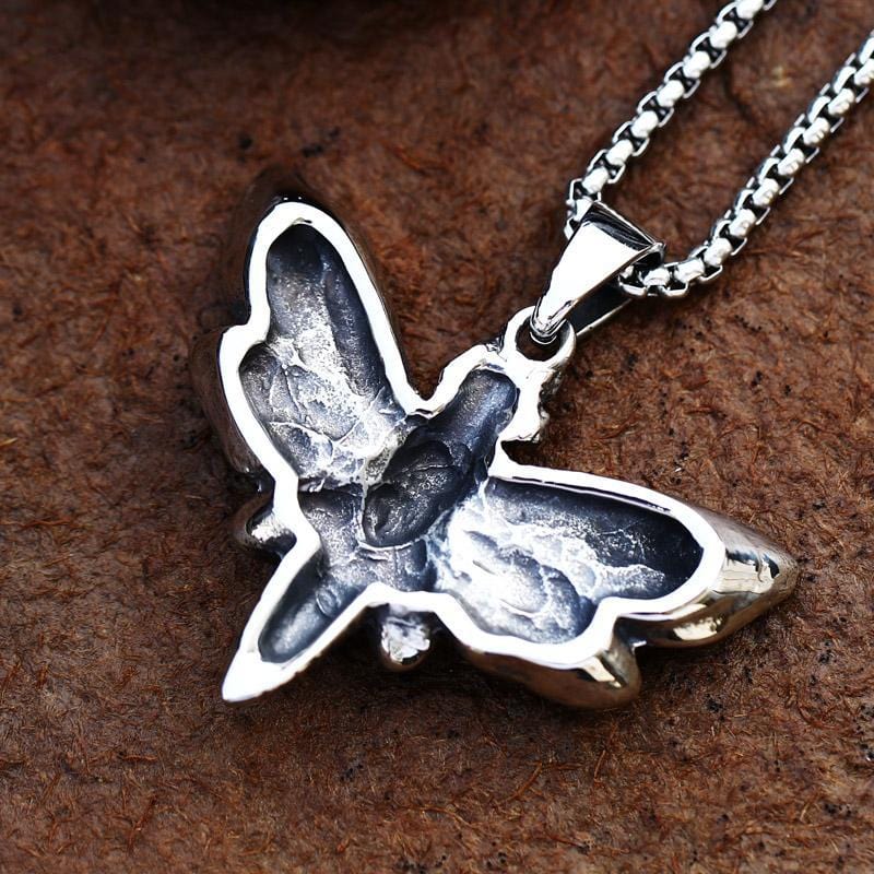 VINATGE DEATH SKULL BUTTERFLY STAINLESS STEEL PENDNAT