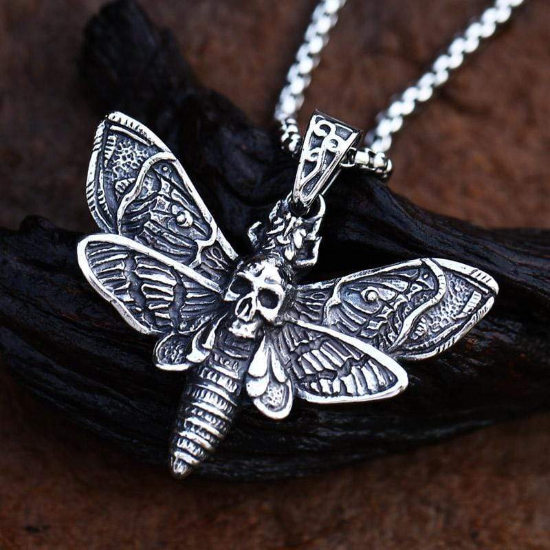 VINATGE DEATH SKULL BUTTERFLY STAINLESS STEEL PENDNAT