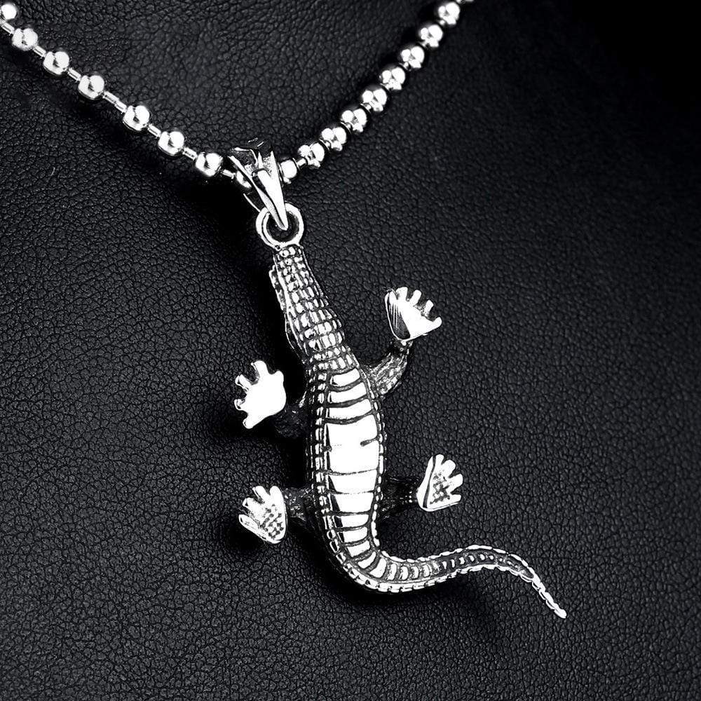 VINTAGE CROCODILE STAINLESS STEEL PENDNAT