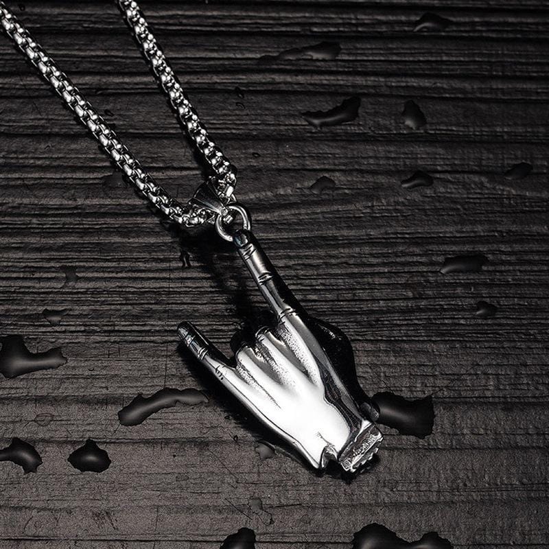 VINTAGE SKULL FINGER STAINLESS STEEL PENDANT
