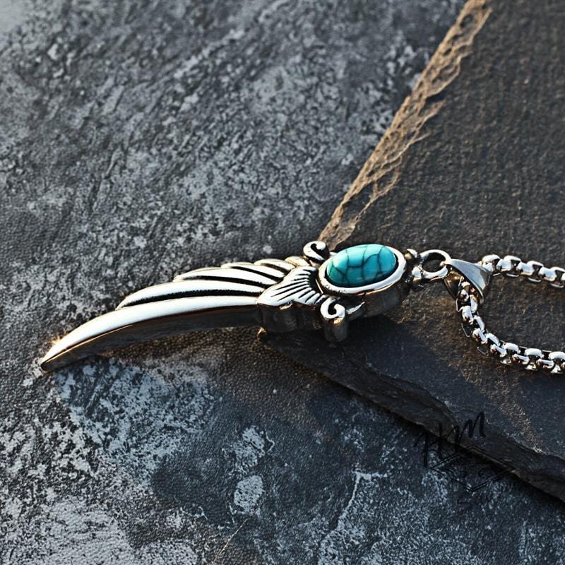 WING GEMSTONE STAINLESS STEEL PENDANT