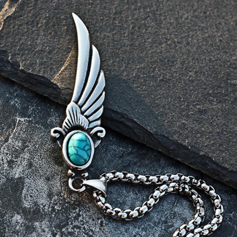 WING GEMSTONE STAINLESS STEEL PENDANT