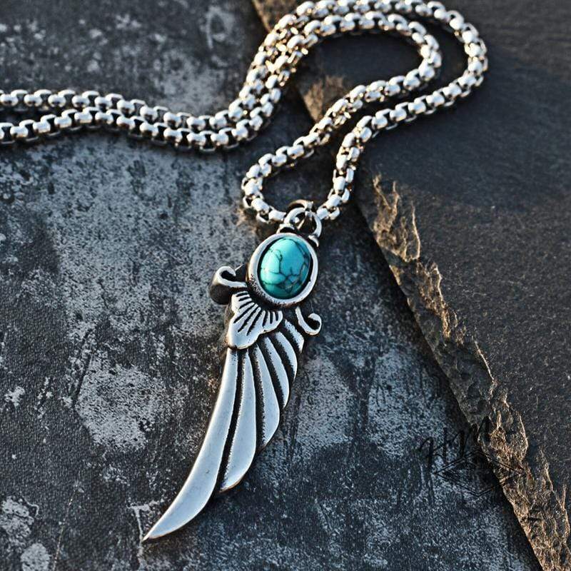 WING GEMSTONE STAINLESS STEEL PENDANT