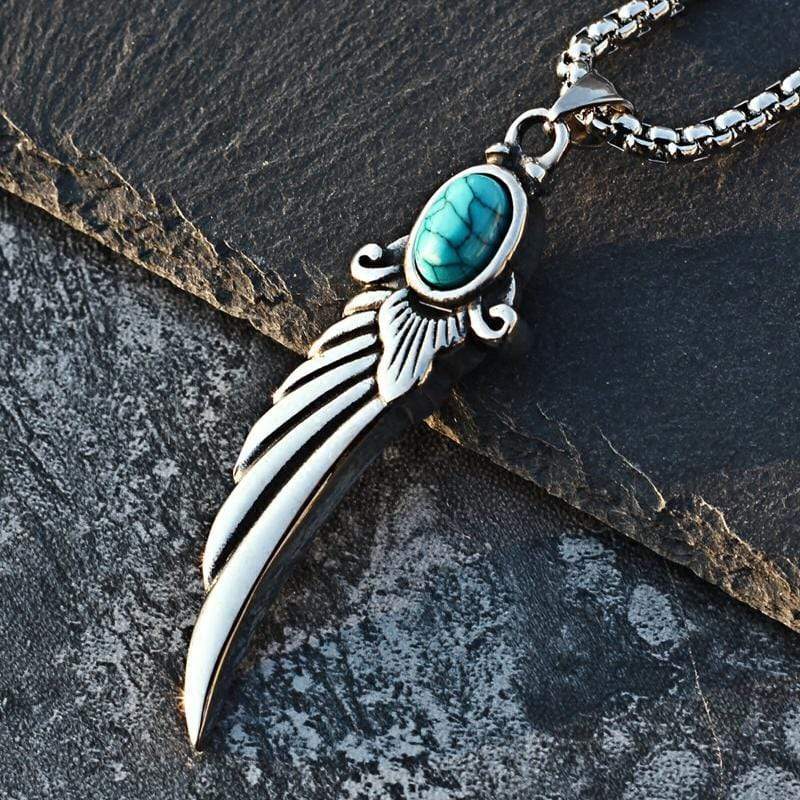 WING GEMSTONE STAINLESS STEEL PENDANT