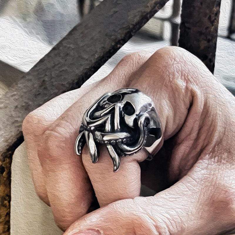 ANILLO DE CALAVERA DE PULPO PUNK