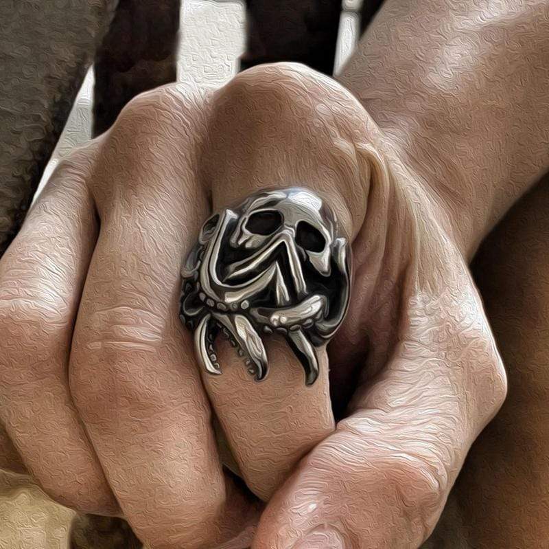 ANILLO DE CALAVERA DE PULPO PUNK