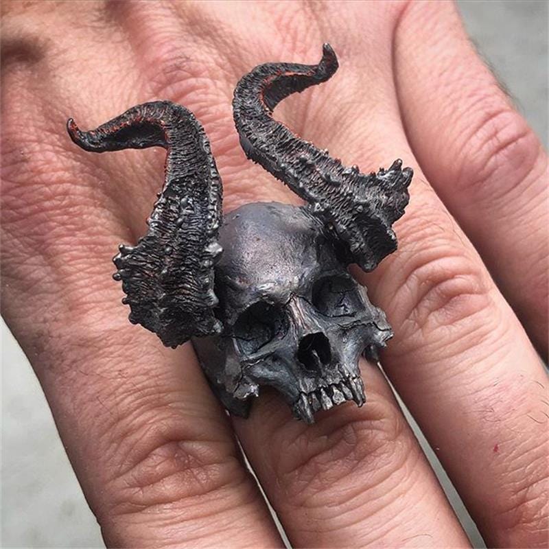 Vintage Dämon Satan Totenkopf Ring