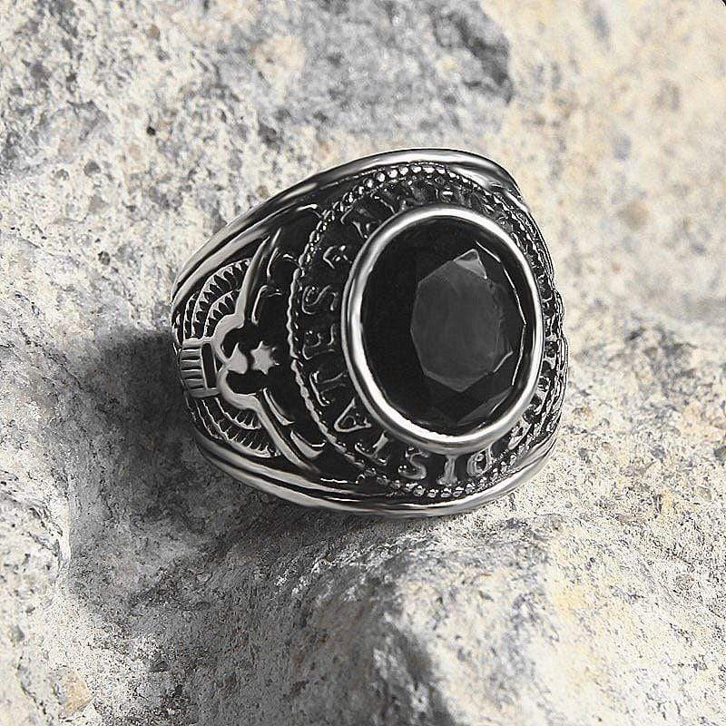 ANILLO DE ACERO INOXIDABLE PARA HOMBRE CON PIEDRAS PRECIOSAS DE HIP HOP