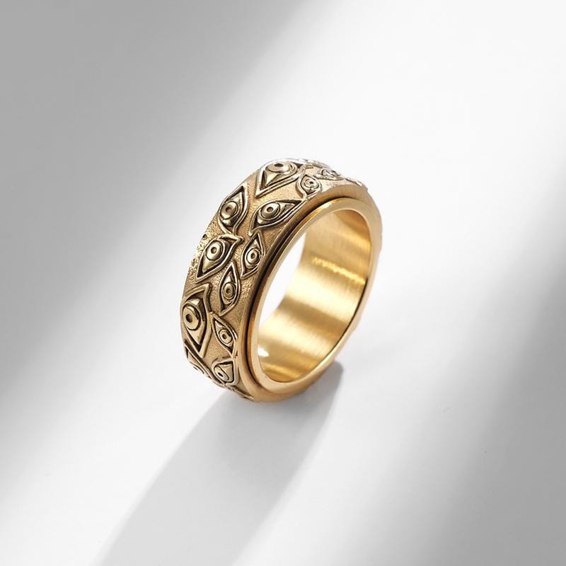 DREHBARER VINTAGE-RING AUS EDELSTAHL MIT AUGE