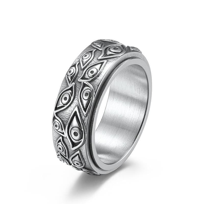 DREHBARER VINTAGE-RING AUS EDELSTAHL MIT AUGE