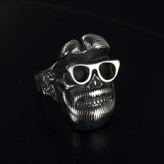 ANILLO VINTAGE DE MOTOCICLISTA CON BARBA