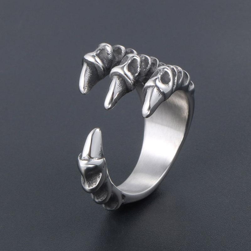 VINTAGE DRACHENKLAUE EDELSTAHLRING