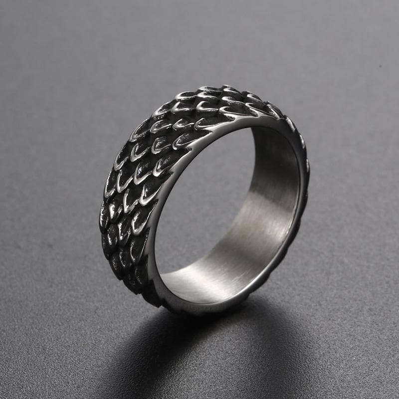 Vintage-Ring aus Edelstahl mit Drachenschuppen
