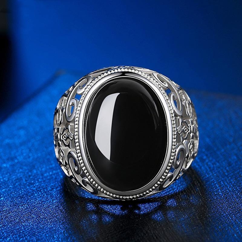 ANILLO PUNK AJUSTABLE DE ÓNIX NEGRO