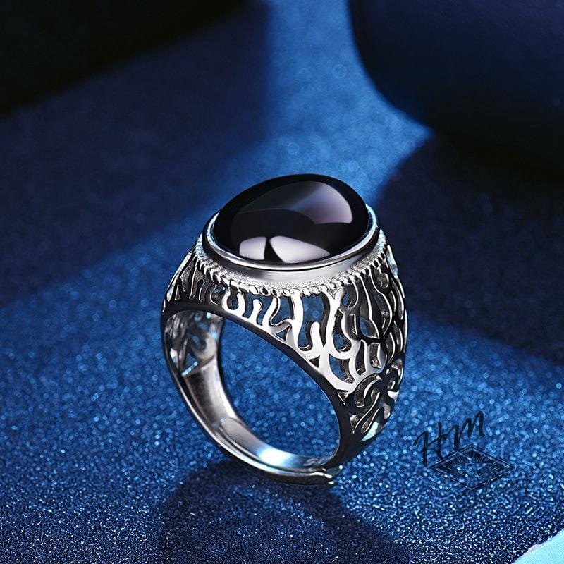 ANILLO PUNK AJUSTABLE DE ÓNIX NEGRO