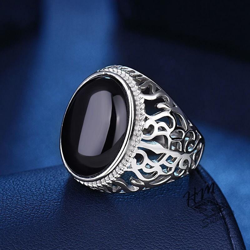 ANILLO PUNK AJUSTABLE DE ÓNIX NEGRO