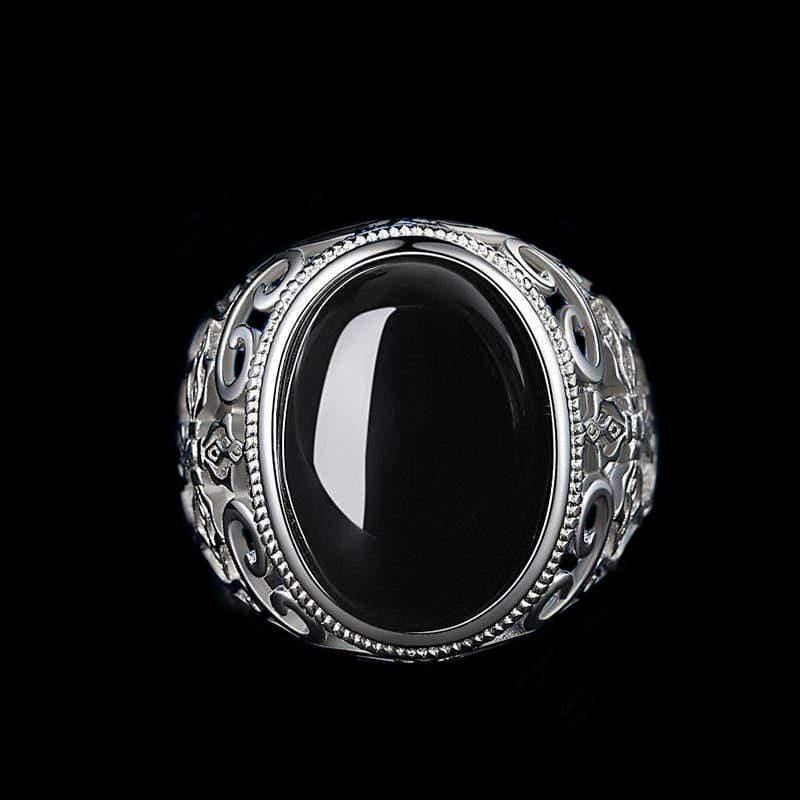 ANILLO PUNK AJUSTABLE DE ÓNIX NEGRO