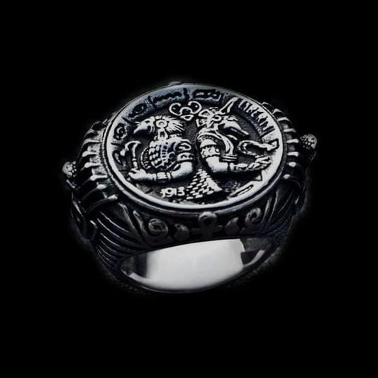 ANILLO DE ACERO INOXIDABLE DEL FARAÓN EGIPCIO ANTIGUO