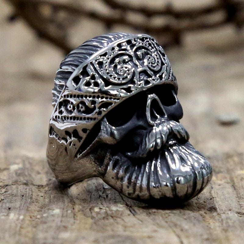 ANILLO DE ACERO INOXIDABLE CON BARBA GRANDE