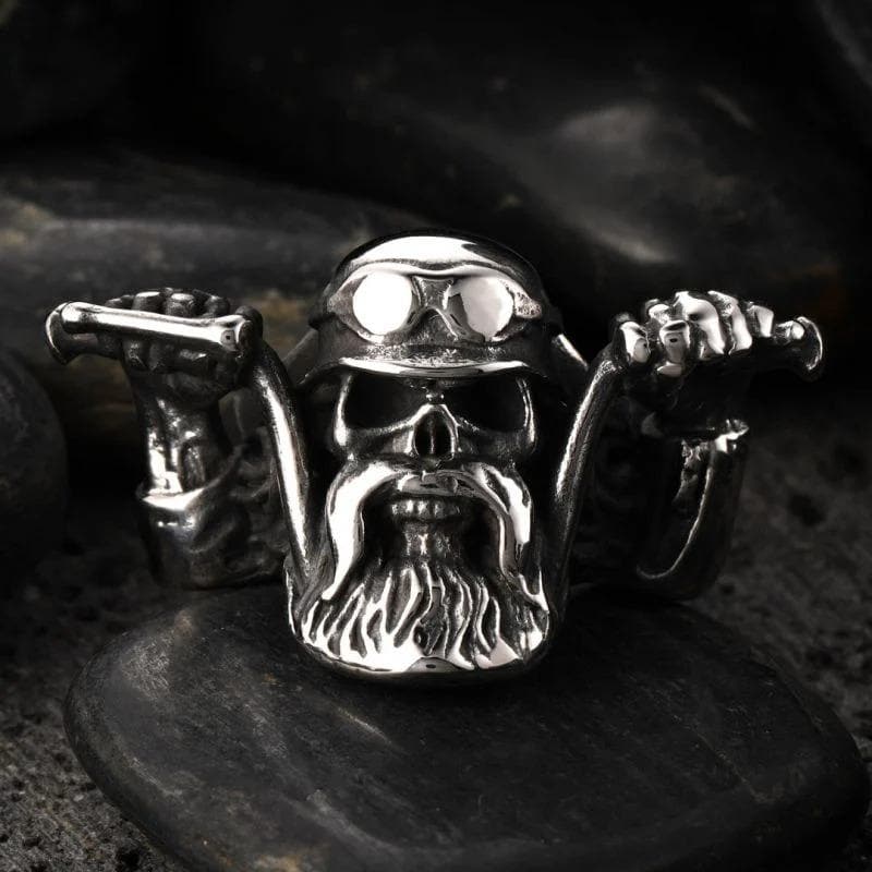 ANILLO DE CALAVERA DE ACERO INOXIDABLE PIRATA CICLISMO