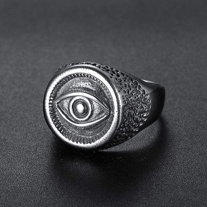 ANILLO DE ACERO INOXIDABLE CON EL OJO DE HORUS, DIOS EGIPTO