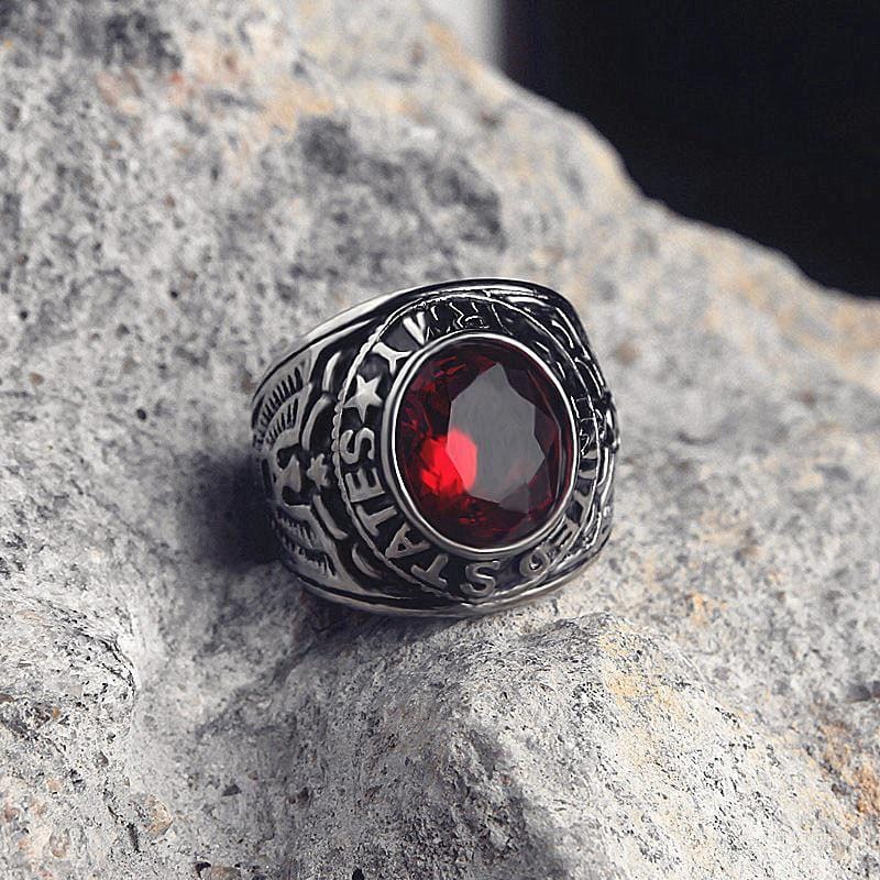 ANILLO DE ACERO INOXIDABLE PARA HOMBRE CON PIEDRAS PRECIOSAS DE HIP HOP