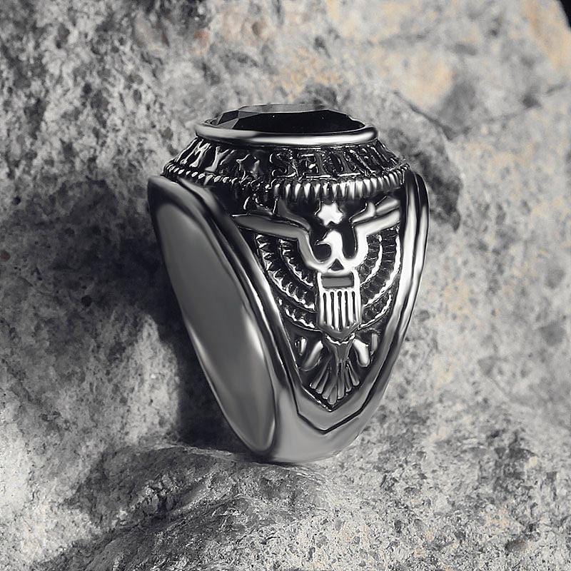 ANILLO DE ACERO INOXIDABLE PARA HOMBRE CON PIEDRAS PRECIOSAS DE HIP HOP