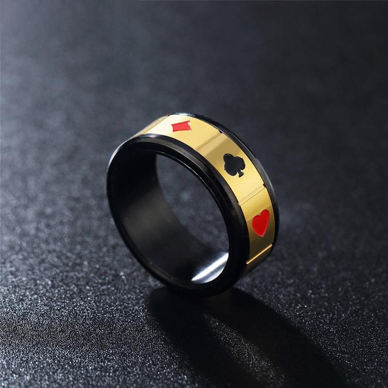 MAGICIAN POKER STAINLESS STEEL RING