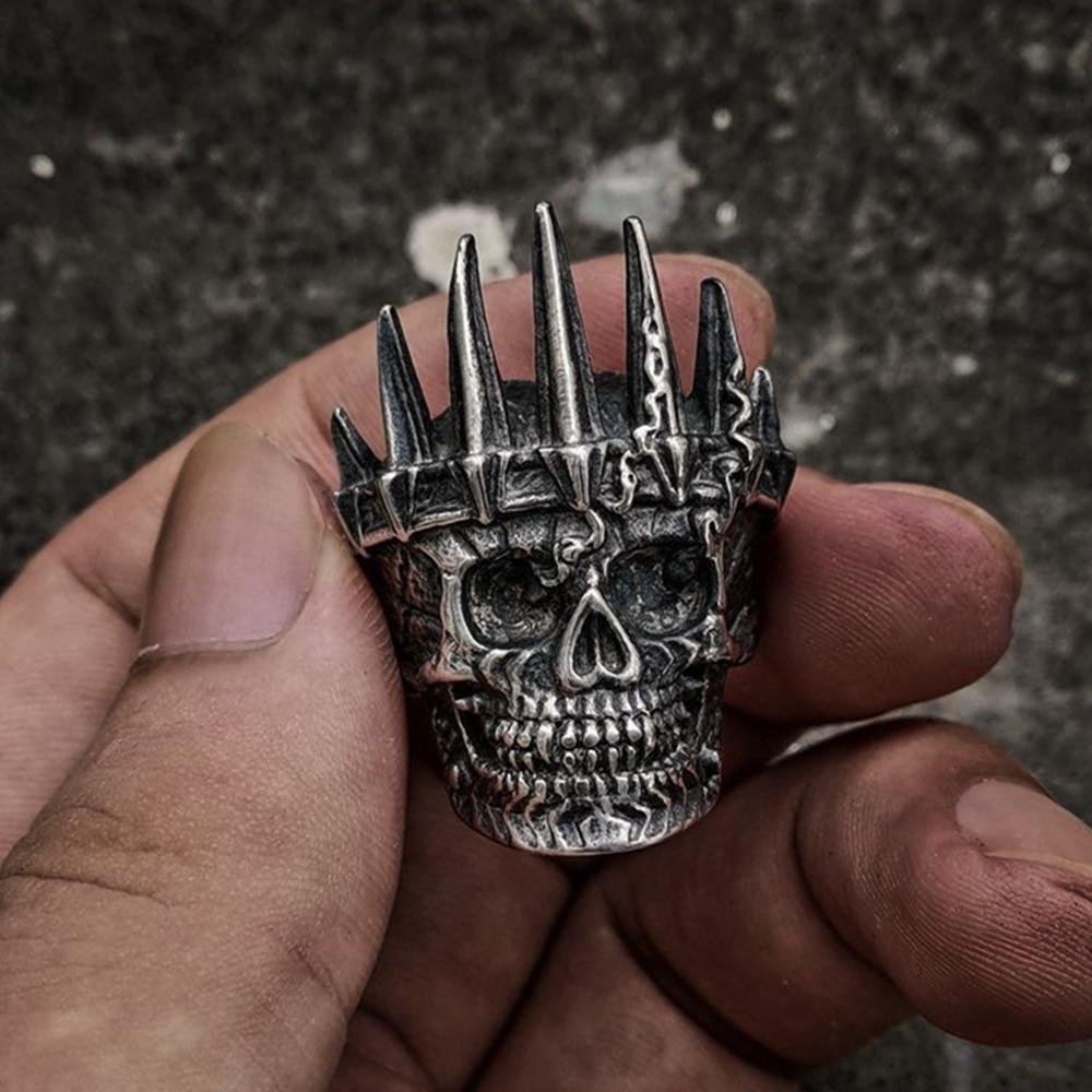 ANILLO DE CALAVERA DE ACERO INOXIDABLE CON CORONA DE REY DE LA NOBLEZA