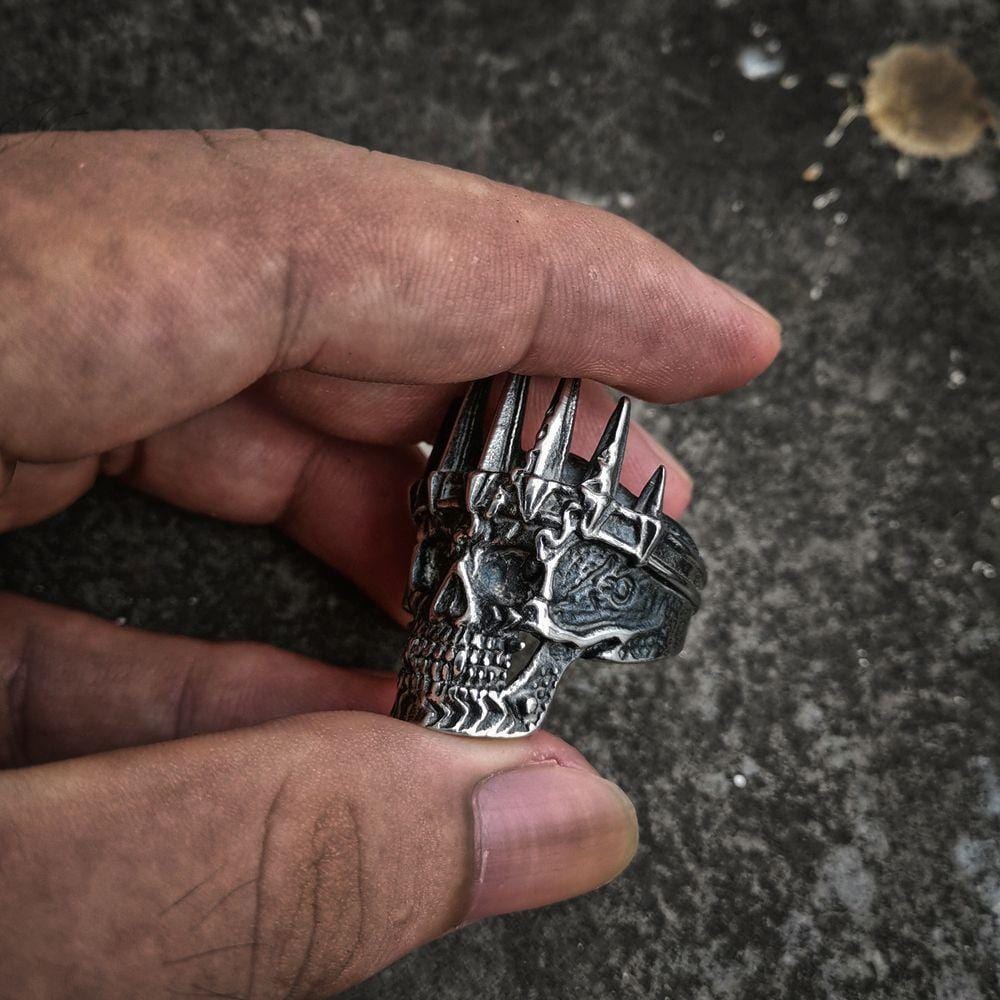 ANILLO DE CALAVERA DE ACERO INOXIDABLE CON CORONA DE REY DE LA NOBLEZA