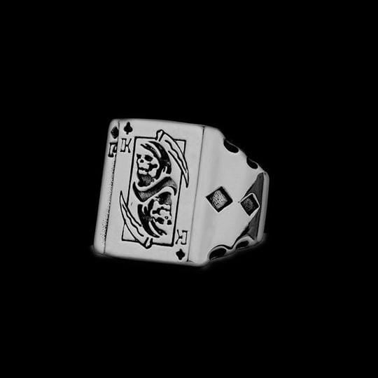 Poker-Todessichel-Totenkopfring aus Edelstahl