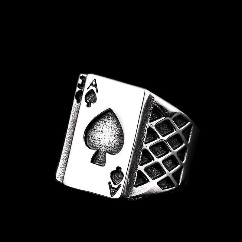 Poker-Buchstabe A Edelstahlring
