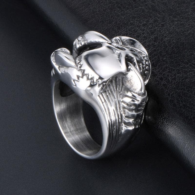 ANILLO DE ACERO INOXIDABLE CON GARRA DE CALAVERA PUNK