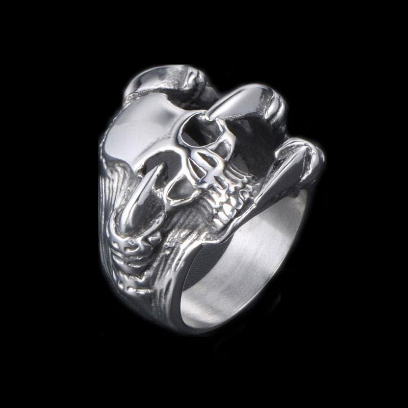 ANILLO DE ACERO INOXIDABLE CON GARRA DE CALAVERA PUNK