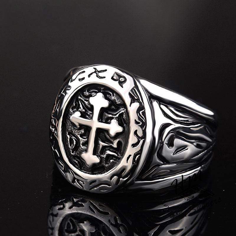 RETRO CROSS STAINLESS STEEL RING