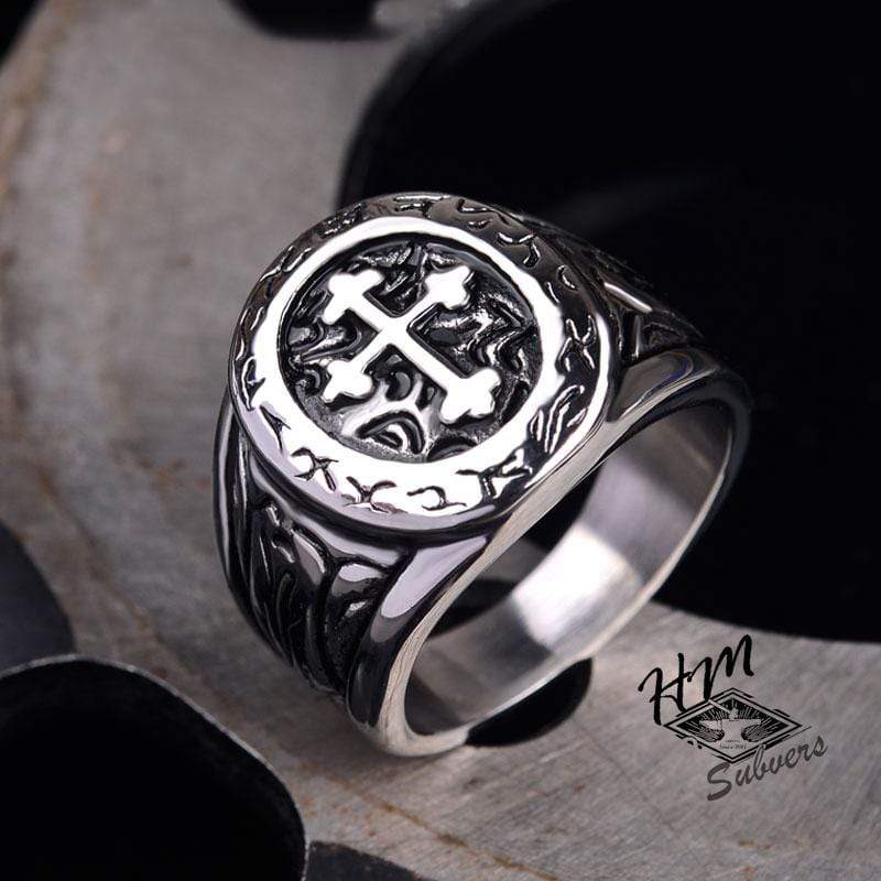 RETRO CROSS STAINLESS STEEL RING