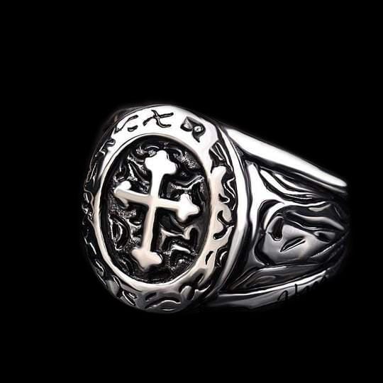 RETRO CROSS STAINLESS STEEL RING