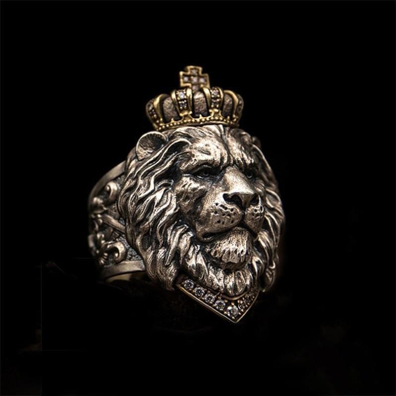 ANILLO RETRO CON CORONA DEL REY LEÓN