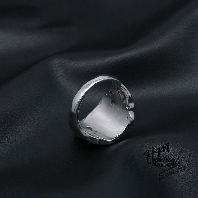 ROSETTE SKULL MEN'S STAINLESS STEEL RING