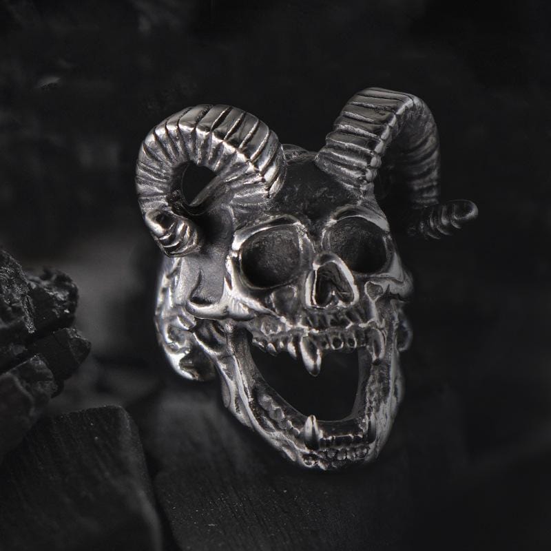 SATAN TEUFEL TOTENKOPF EDELSTAHLRING