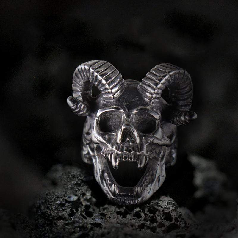 SATAN TEUFEL TOTENKOPF EDELSTAHLRING