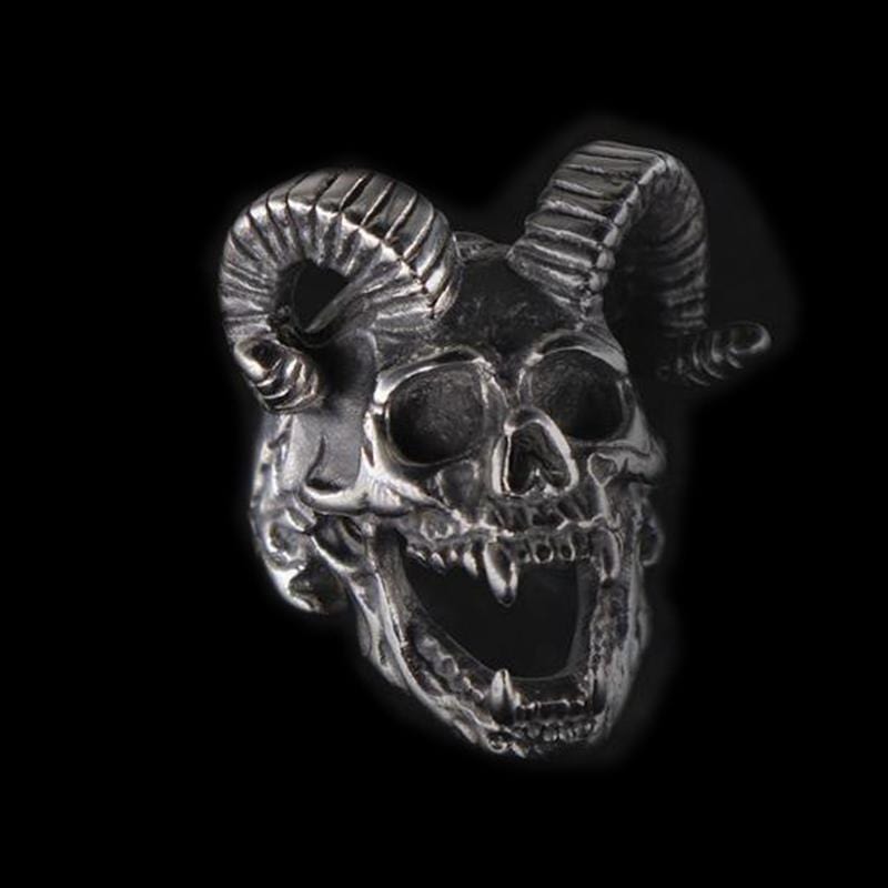 SATAN TEUFEL TOTENKOPF EDELSTAHLRING