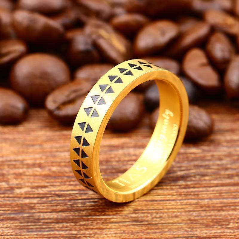 SAWTOOTH PATTERN STAINLESS STEEL RING