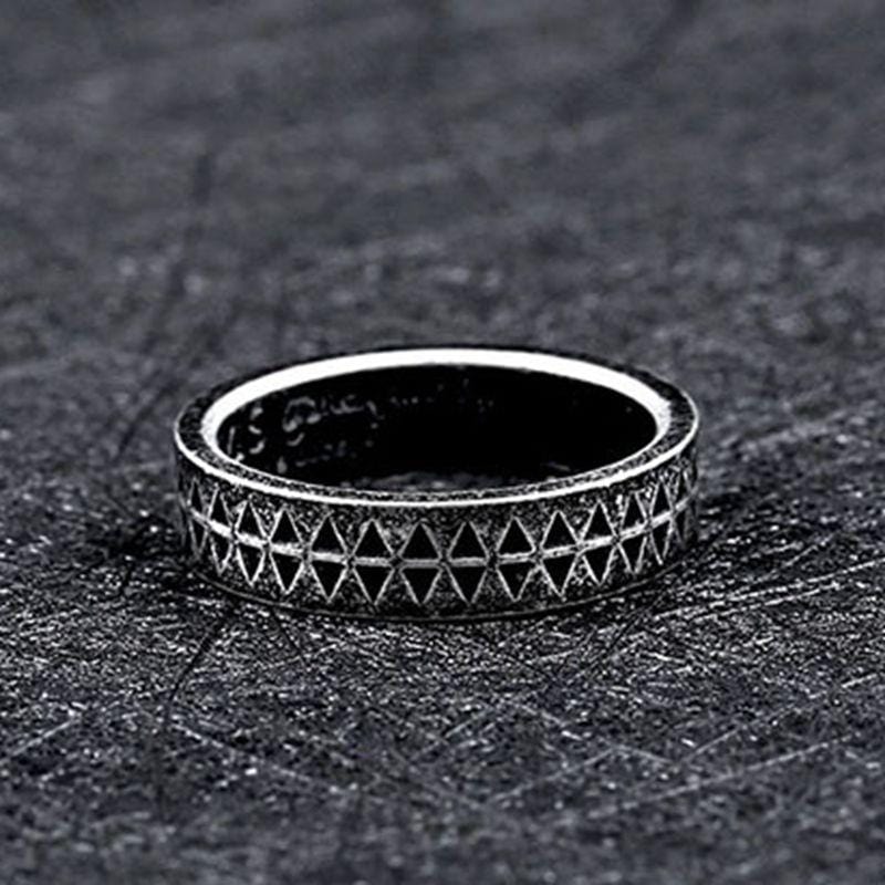 SAWTOOTH PATTERN STAINLESS STEEL RING