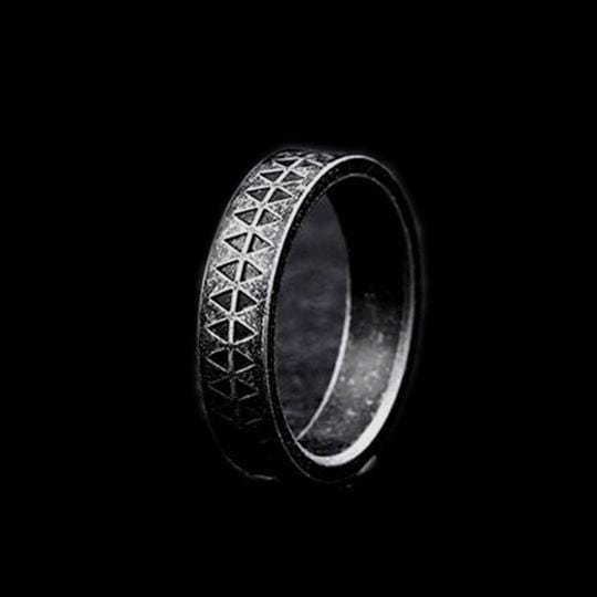 SAWTOOTH PATTERN STAINLESS STEEL RING