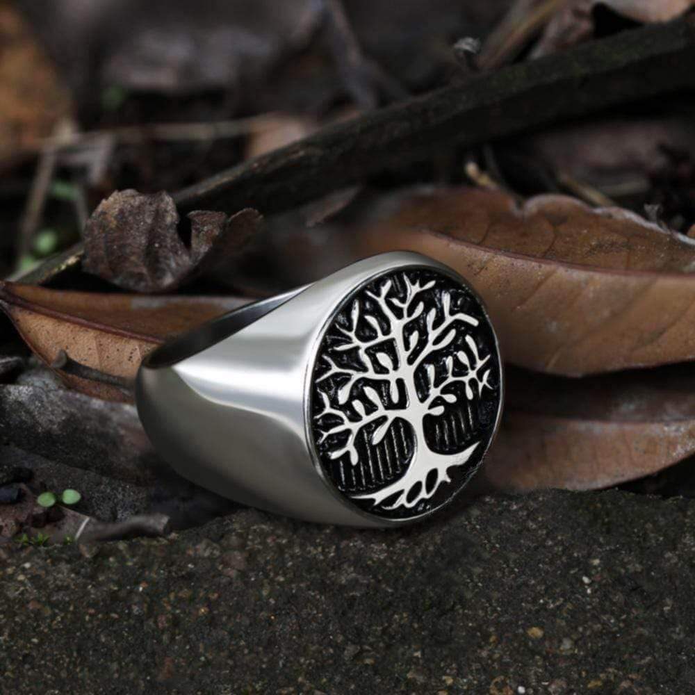 ANILLO VIKINGO DE ACERO INOXIDABLE ÁRBOL DE LA VIDA