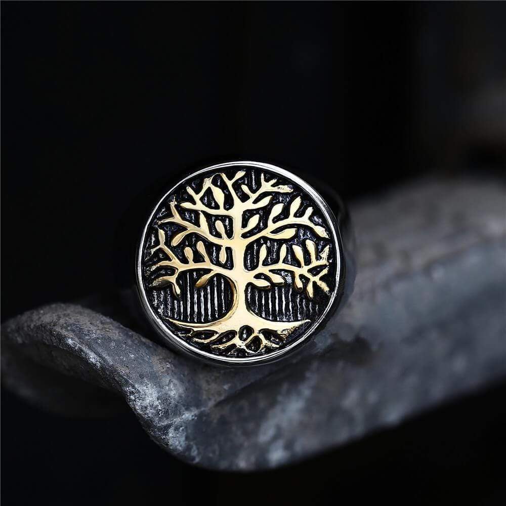 ANILLO VIKINGO DE ACERO INOXIDABLE ÁRBOL DE LA VIDA